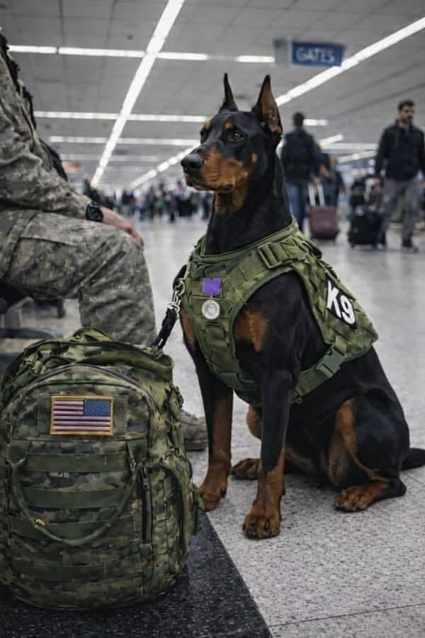 Doberman in tactical vest representing elite protection dog training